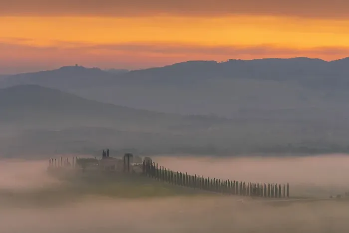 Framed Print : Poggio Covili rising through the thick morning fog during a misty spring sunrise. Val d'Orcia, Tuscany, Italy Framed Print : Poggio Covili rising through the thick morning fog during a misty spring sunrise. Val d'Orcia, Tuscany, Italy