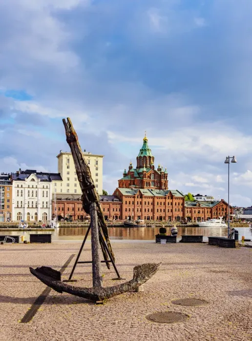 Framed Print : Pohjoissatama Harbour and Uspenski Cathedral, Helsinki, Uusimaa County, Finland