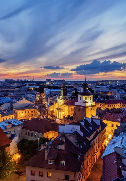 Framed Print : Poland, Lublin Voivodeship, City of Lublin, Old Town, Elevated view towards the Krakow