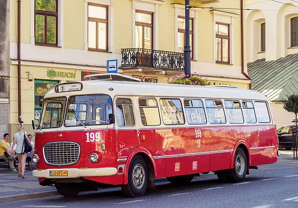 Poland, Lublin Voivodeship, City of Lublin, Old Town, Gutek Touristic Vintage Bus