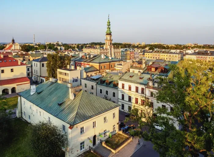 Framed Print : Poland, Lublin Voivodeship, Zamosc, Elevated view of the Old Town with City Hall Framed Print : Poland, Lublin Voivodeship, Zamosc, Elevated view of the Old Town with City Hall