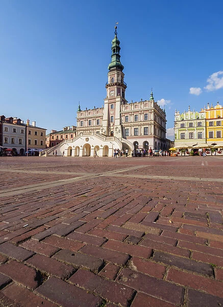 Poland, Lublin Voivodeship, Zamosc, Old Town, Market Square and City Hall
