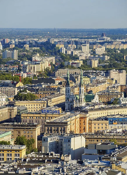 Poland, Masovian Voivodeship, Warsaw, City Center, Skyline seen from the Palace of