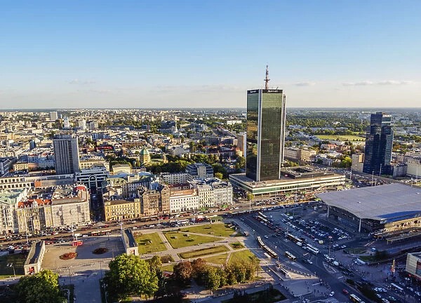 Poland, Masovian Voivodeship, Warsaw, City Center, Elevated view towards Jerozolimskie