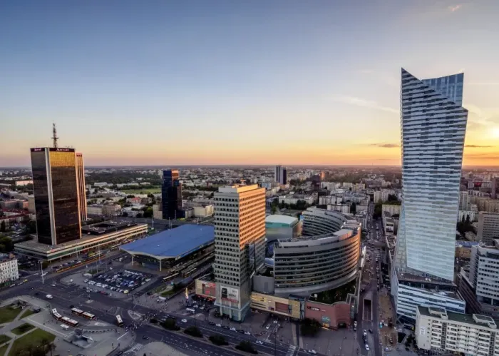 Framed Print : Poland, Masovian Voivodeship, Warsaw City Center Skyscrapers at sunset Framed Print : Poland, Masovian Voivodeship, Warsaw City Center Skyscrapers at sunset