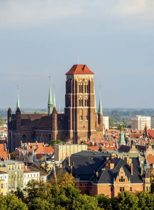 Framed Print : Poland, Pomeranian Voivodeship, Gdansk, Elevated view of the Old Town, St Framed Print : Poland, Pomeranian Voivodeship, Gdansk, Elevated view of the Old Town, St
