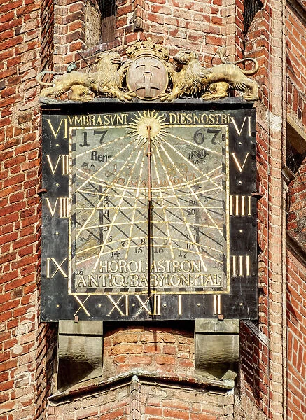 Poland, Pomeranian Voivodeship, Gdansk, Old Town, Detailed view of the Clock Tower