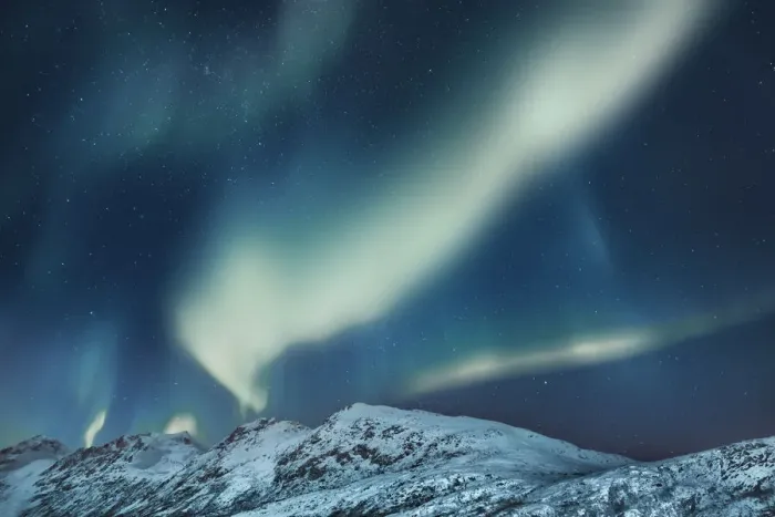 Framed Print : Polar light (Aurora Borealis) over snowcovered mountains - Norway, Troms, Kvaloya Framed Print : Polar light (Aurora Borealis) over snowcovered mountains - Norway, Troms, Kvaloya