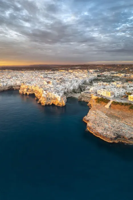 Framed Print : Polignano a Mare during a summer sunrise (province of Bari, Apulia, Italy)