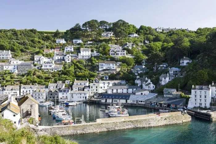 Framed Print : Polperro harbour and village, Cornwall, England. Summer Framed Print : Polperro harbour and village, Cornwall, England. Summer