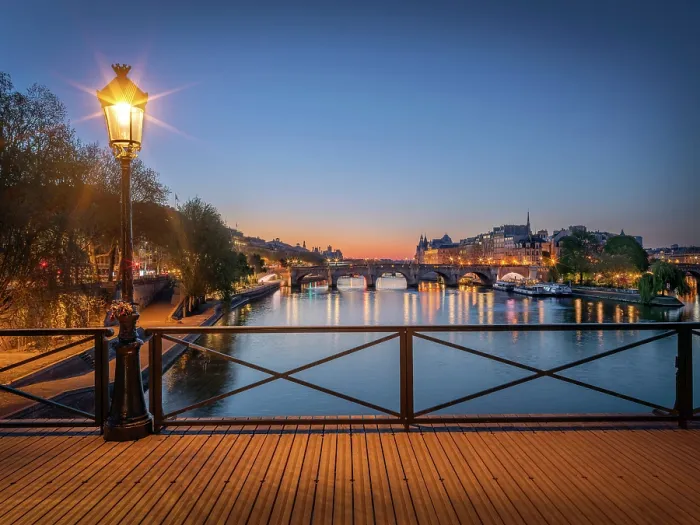 Framed Print : Pont des Arts before Sunrise Spring, Paris, France Framed Print : Pont des Arts before Sunrise Spring, Paris, France