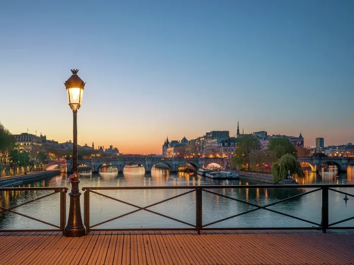 Framed Print : Pont des Arts before Sunrise Spring, Paris, France Framed Print : Pont des Arts before Sunrise Spring, Paris, France