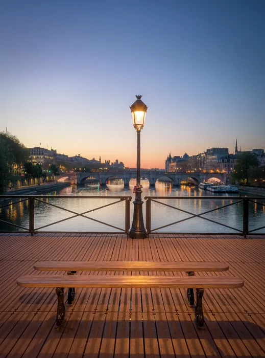 Framed Print : Pont des Arts before Sunrise Spring, Paris, France Framed Print : Pont des Arts before Sunrise Spring, Paris, France
