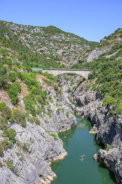 Pont du Diable near Saint-Guilhem-le-Desert, Herault, Languedoc-Roussillon, Occitanie, France