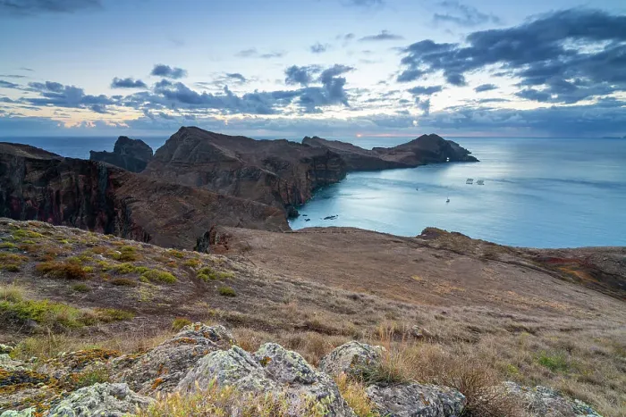 Framed Print : Ponta de Sao Lourenco against sky at dawn, Canical, Machico, Madeira, Portugal