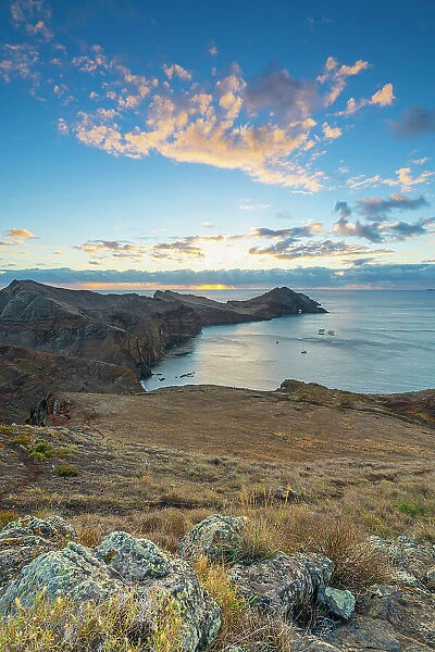 Ponta de Sao Lourenco against sky at sunrise, Canical, Machico, Madeira, Portugal