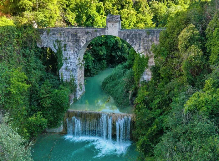 Framed Print : Ponte di Cecco (Cecco Bridge) Roman Bridge, Ascoli Piceno, Marche Region, Italy, Europe