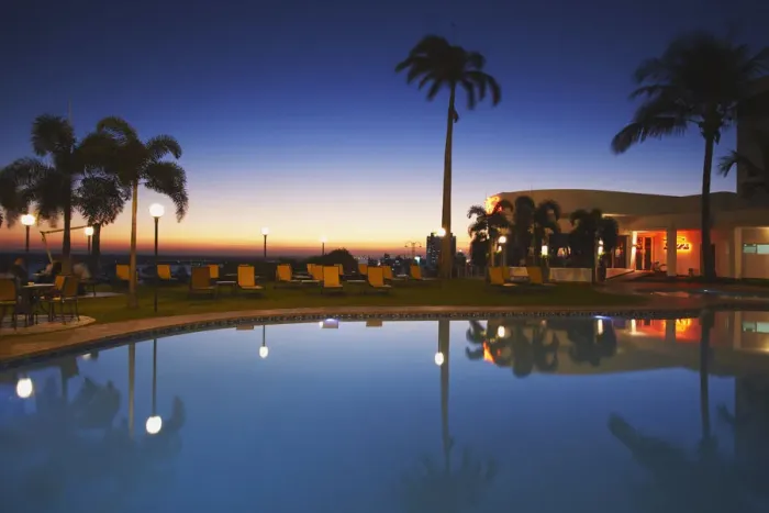 Framed Print : Pool at Hotel Cardoso at sunset, Maputo, Mozambique Framed Print : Pool at Hotel Cardoso at sunset, Maputo, Mozambique