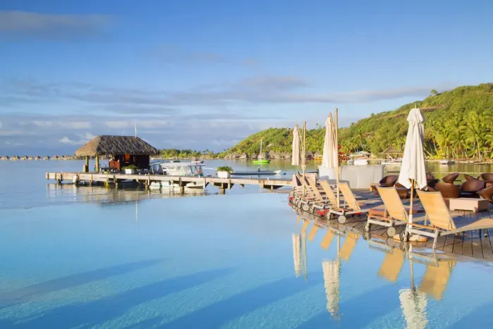 Framed Print : Pool and jetty of Sofitel Hotel, Bora Bora, Society Islands, French Polynesia Framed Print : Pool and jetty of Sofitel Hotel, Bora Bora, Society Islands, French Polynesia
