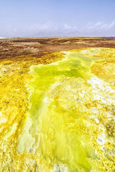 Pools of volcanic acid sulphur, Dallol, Danakil Depression, Afar Region, Ethiopia, Africa