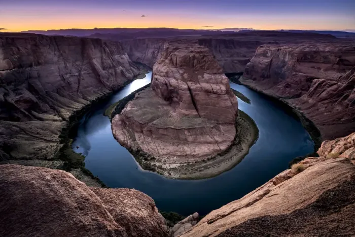 Framed Print : Popular Horseshoe Bend on Colorado river after sunset, Page, Arizona, USA Framed Print : Popular Horseshoe Bend on Colorado river after sunset, Page, Arizona, USA