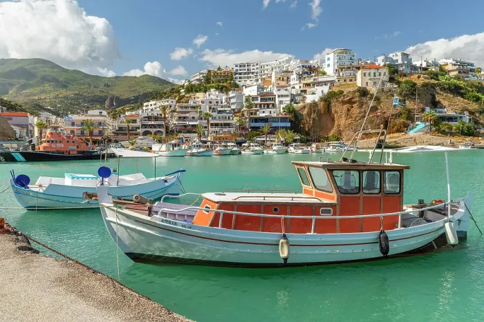 Framed Print : Port of Agia Galini, South Coast, Crete, Greece