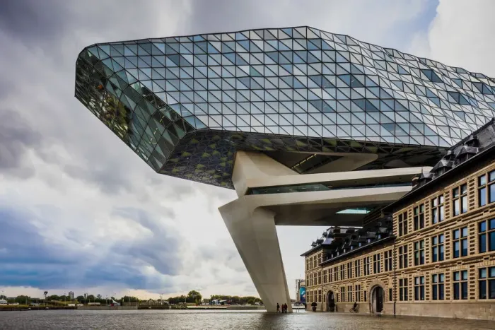 Framed Print : Port Authority by Zaha Hadid in Antwerp at sunset, Belgium Framed Print : Port Authority by Zaha Hadid in Antwerp at sunset, Belgium