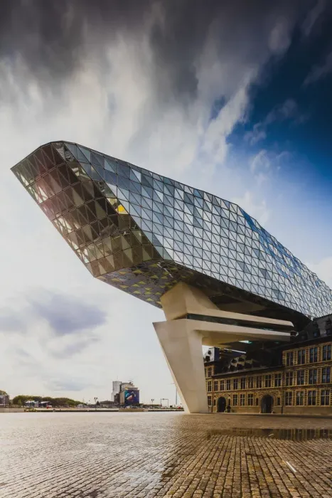 Framed Print : Port Authority by Zaha Hadid in Antwerp at sunset, Belgium Framed Print : Port Authority by Zaha Hadid in Antwerp at sunset, Belgium