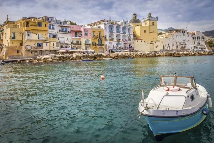 Framed Print : Port city of Ischia Ponte, Ischia Island, Gulf of Naples, Campania, Italy Framed Print : Port city of Ischia Ponte, Ischia Island, Gulf of Naples, Campania, Italy