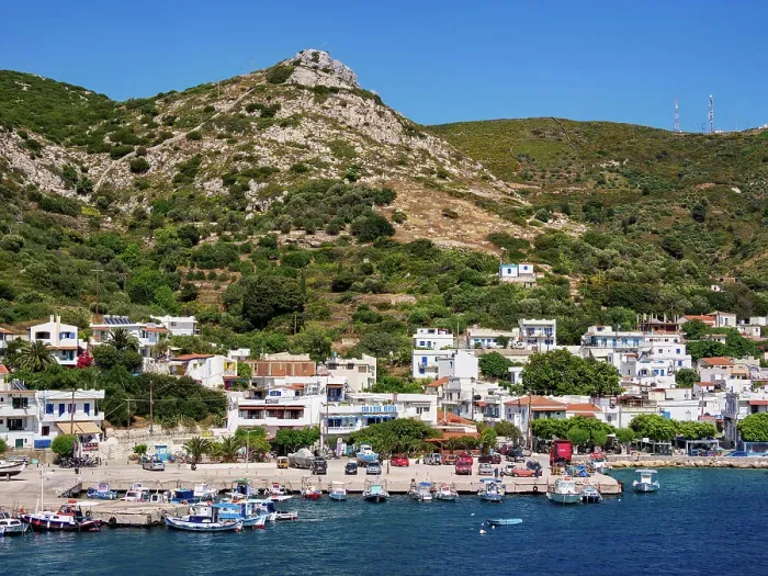 Framed Print : Port in Fournoi, Fournoi Island, North Aegean, Greece