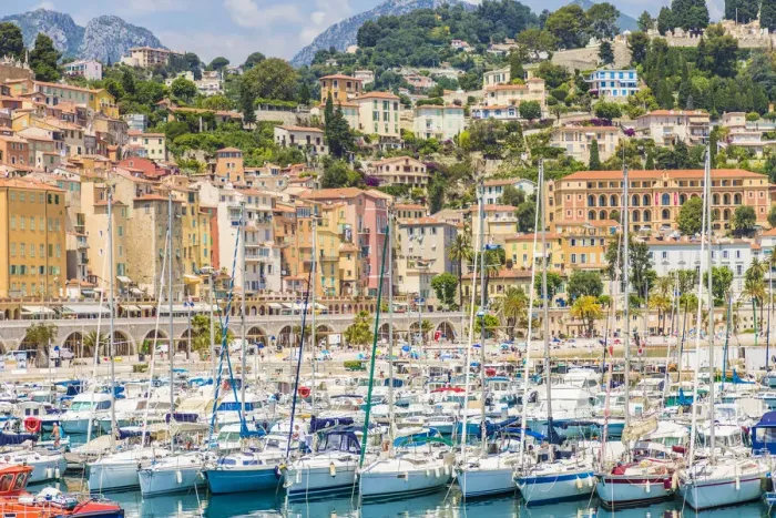Framed Print : Port, Menton, Alpes-Maritimes, Provence-Alpes-Cote D Azur, French Riviera, France