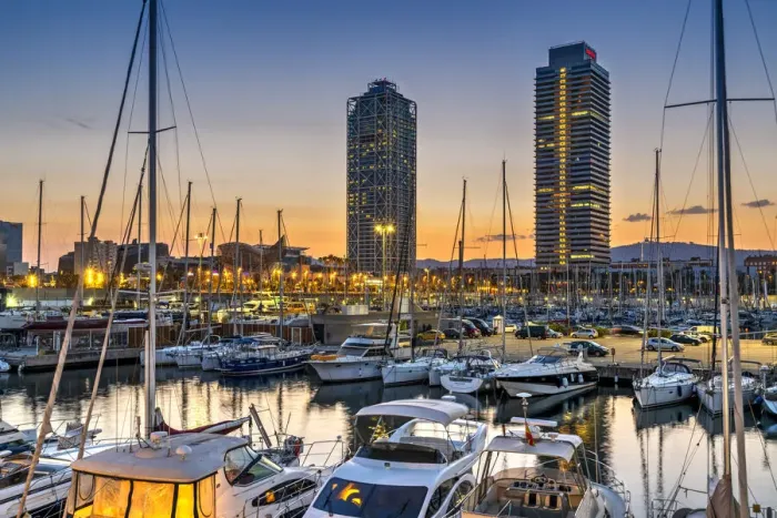 Framed Print : Port Olimpic marina at sunset, Barcelona, Catalonia, Spain Framed Print : Port Olimpic marina at sunset, Barcelona, Catalonia, Spain