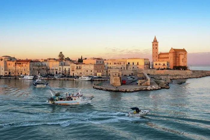 Framed Print : Port of Trani at sunrise. Europe, Italy, Puglia, Trani, Trani district Framed Print : Port of Trani at sunrise. Europe, Italy, Puglia, Trani, Trani district