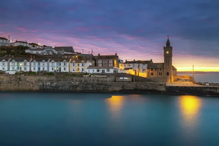 Framed Print : Porthleven illiminated during dusk, Cornwall, England, UK Framed Print : Porthleven illiminated during dusk, Cornwall, England, UK