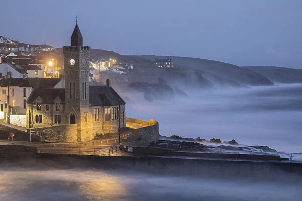 Porthleven during storm Ciara, Cornwall, England, UK