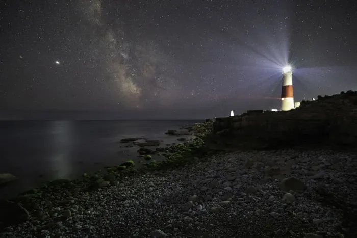 Framed Print : Portland Bill Lighthouse at night with the Milky Way, Isle of Portland Framed Print : Portland Bill Lighthouse at night with the Milky Way, Isle of Portland
