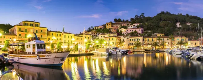 Framed Print : Porto Azzuro at Twilight, Elba, Tuscany, Italy Framed Print : Porto Azzuro at Twilight, Elba, Tuscany, Italy