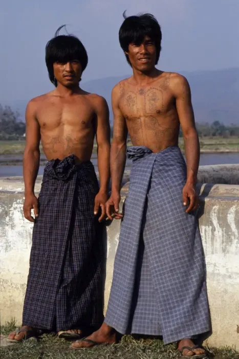Framed Print : Portrait of local village men showing their elaborate tattoos Framed Print : Portrait of local village men showing their elaborate tattoos