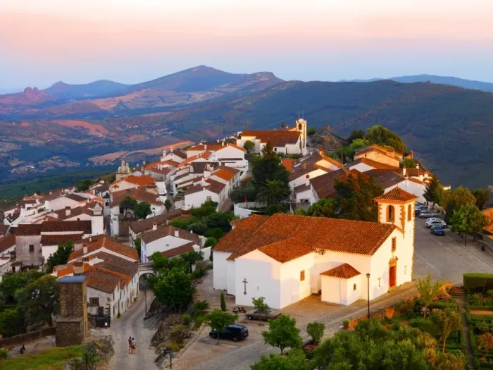 Framed Print : Portugal, Alentejo, Marvao, Medieval village at dusk