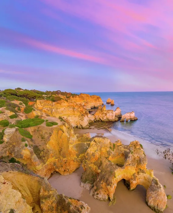 Framed Print : Portugal, Algarve, Alvor, Prainha overview at dusk Framed Print : Portugal, Algarve, Alvor, Prainha overview at dusk