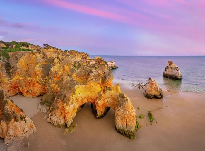 Framed Print : Portugal, Algarve, Alvor, Prainha overview at dusk Framed Print : Portugal, Algarve, Alvor, Prainha overview at dusk