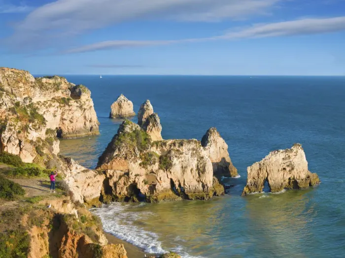 Framed Print : Portugal, Algarve, Alvor, Prainha overview (MR) Framed Print : Portugal, Algarve, Alvor, Prainha overview (MR)