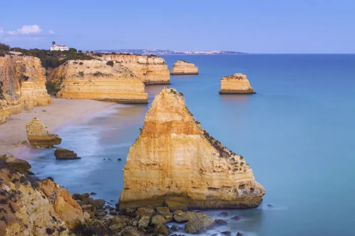 Framed Print : Portugal, Algarve, Caramujeira, Praia de Marinha, coastal rock formations Framed Print : Portugal, Algarve, Caramujeira, Praia de Marinha, coastal rock formations