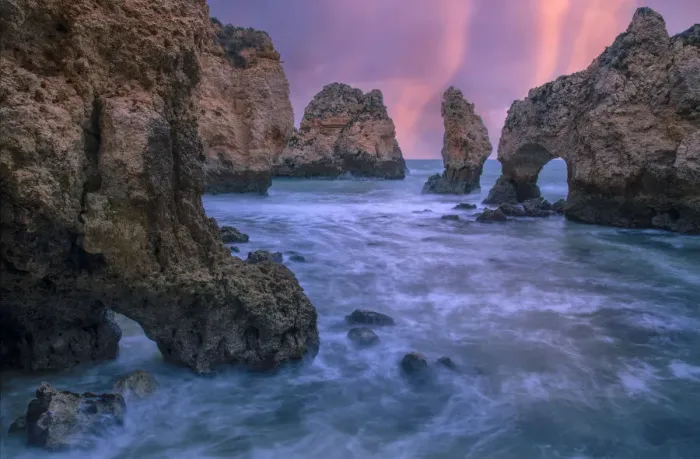 Framed Print : Portugal, Algarve, Lagos, sea cliffs at sunrise Framed Print : Portugal, Algarve, Lagos, sea cliffs at sunrise