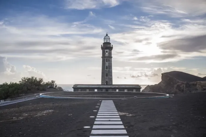 Framed Print : Portugal, Azores, Faial Island, Capelinhos, Capelinhos Volcanic Eruption Site, lighthouse