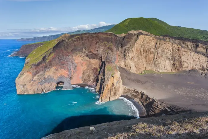 Framed Print : Portugal, Azores, Faial, Ponta dos Capelinhos, View of the Capelinhos Volcano