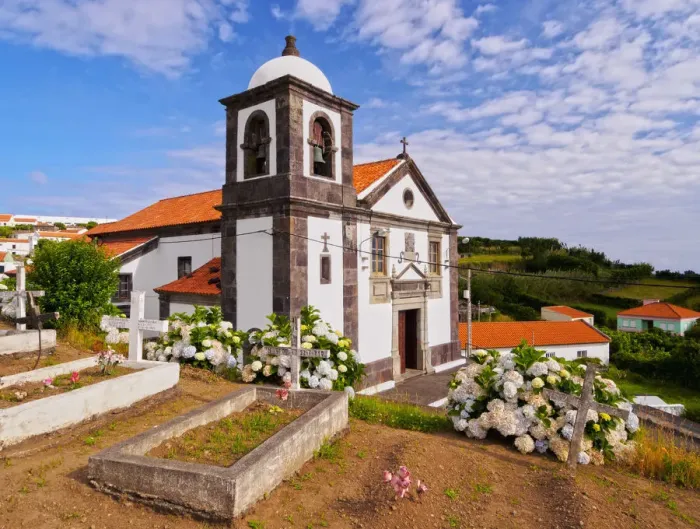 Framed Print : Portugal, Azores, Flores, Ponta Delgada, Church and Cemetery