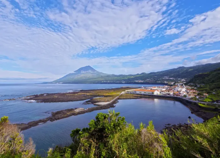 Framed Print : Portugal, Azores, Pico, Lajes do Pico, View of Lajes with Pico Mountain in the background Framed Print : Portugal, Azores, Pico, Lajes do Pico, View of Lajes with Pico Mountain in the background