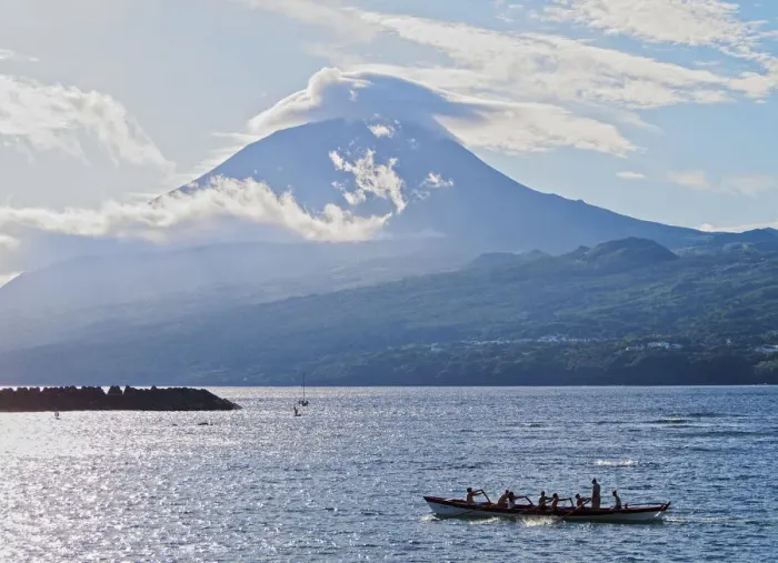 Framed Print : Portugal, Azores, Pico, Lajes do Pico, View of Pico Mountain with cloud hat Framed Print : Portugal, Azores, Pico, Lajes do Pico, View of Pico Mountain with cloud hat