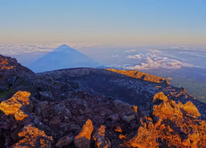 Framed Print : Portugal, Azores, Pico, Sunrise creating a huge shadow of the Mount Pico Framed Print : Portugal, Azores, Pico, Sunrise creating a huge shadow of the Mount Pico